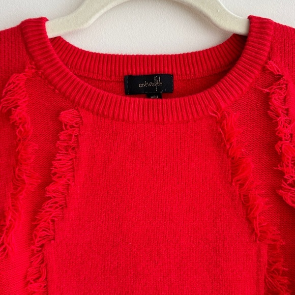 ontwelfth Red Fringey Sweater, Bright Red Knit Crewneck Sweater, Size Medium - Picture 14 of 16